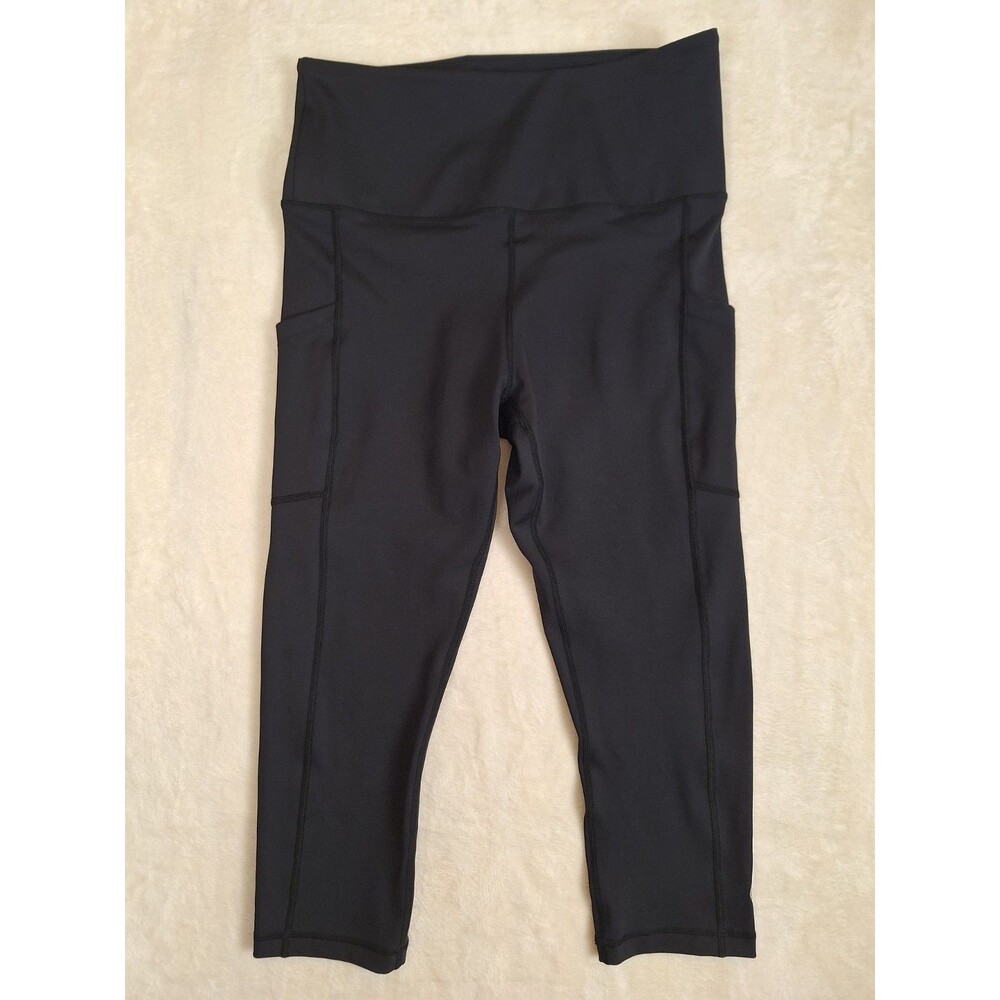 Love Her Shop Leggings Everyday Compression Womens XL Solid Black Pockets 28x20